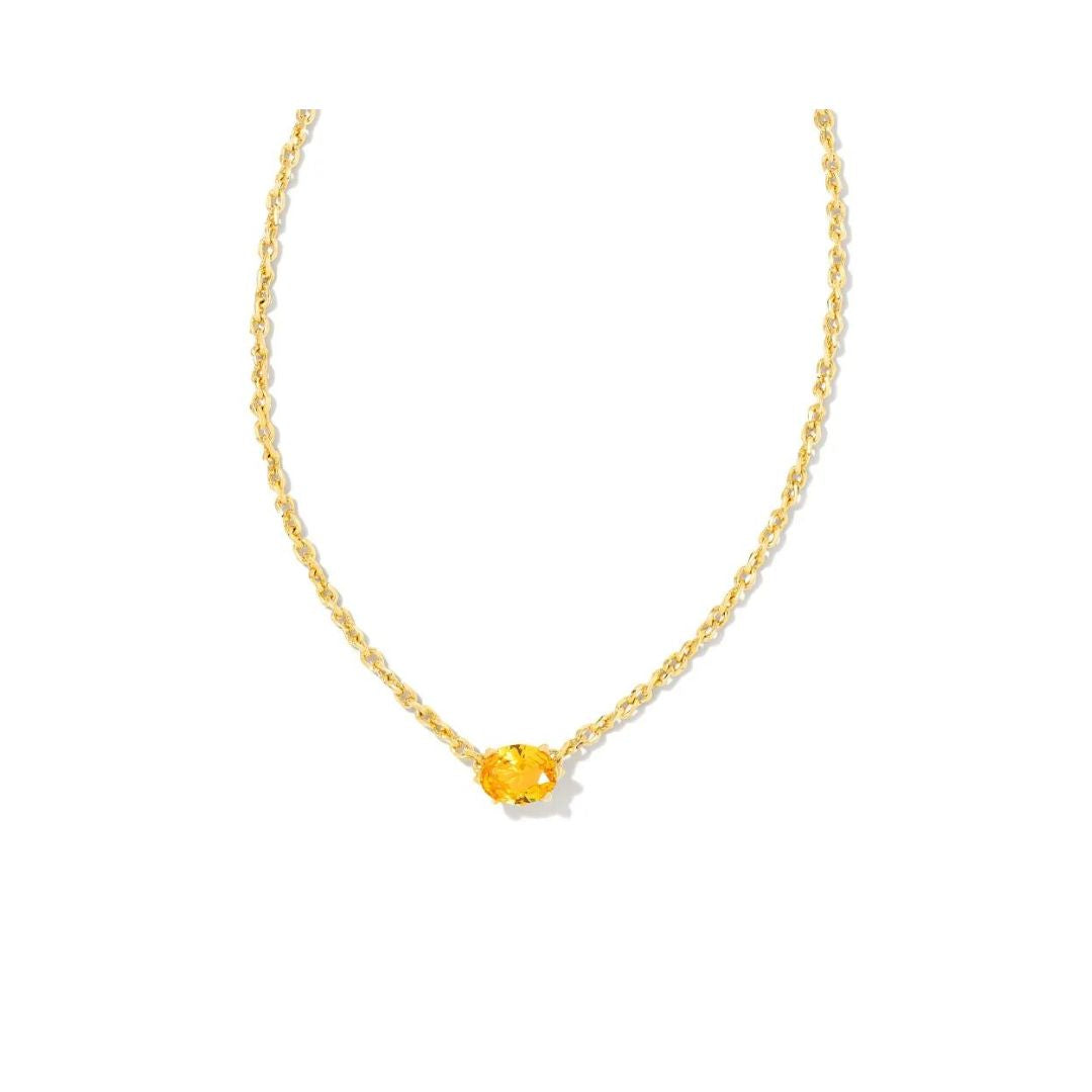 Cailin Gold Pendant Necklace in Golden Yellow Crystal