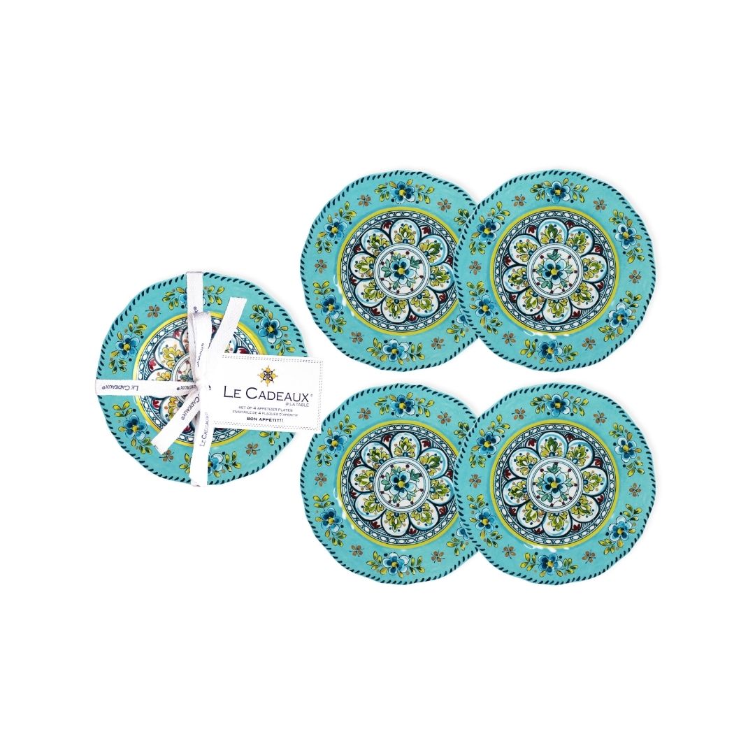 Madrid Turquoise Appetizer Plates, Set of 4