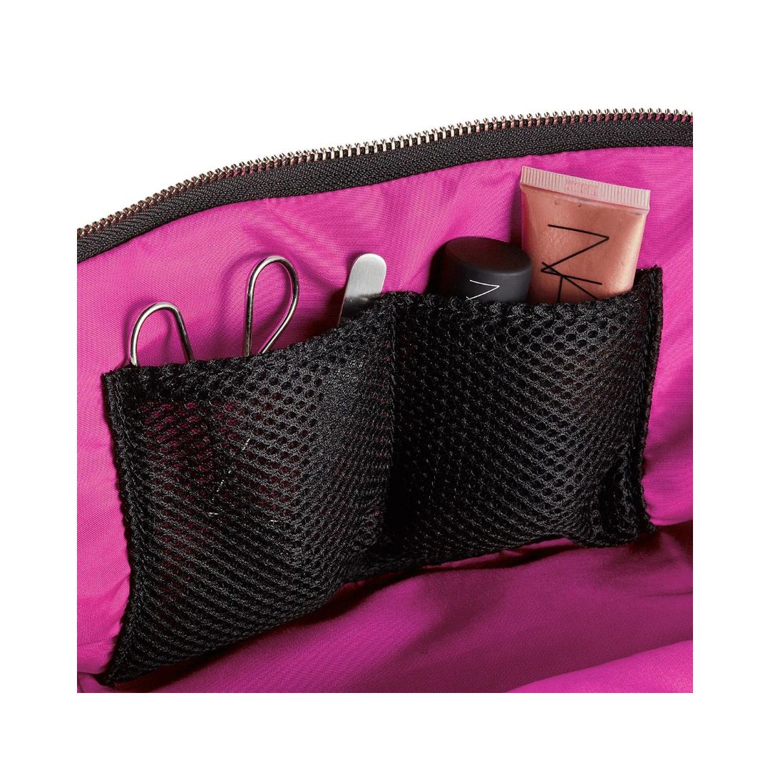 Satin Black with Pink Interior Everyday Makeup Bag
