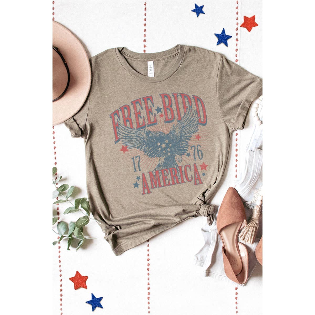FREE BIRD WASHED GRAPHIC TEE: OATMEAL / S-M-L-XL(1-2-2-1)