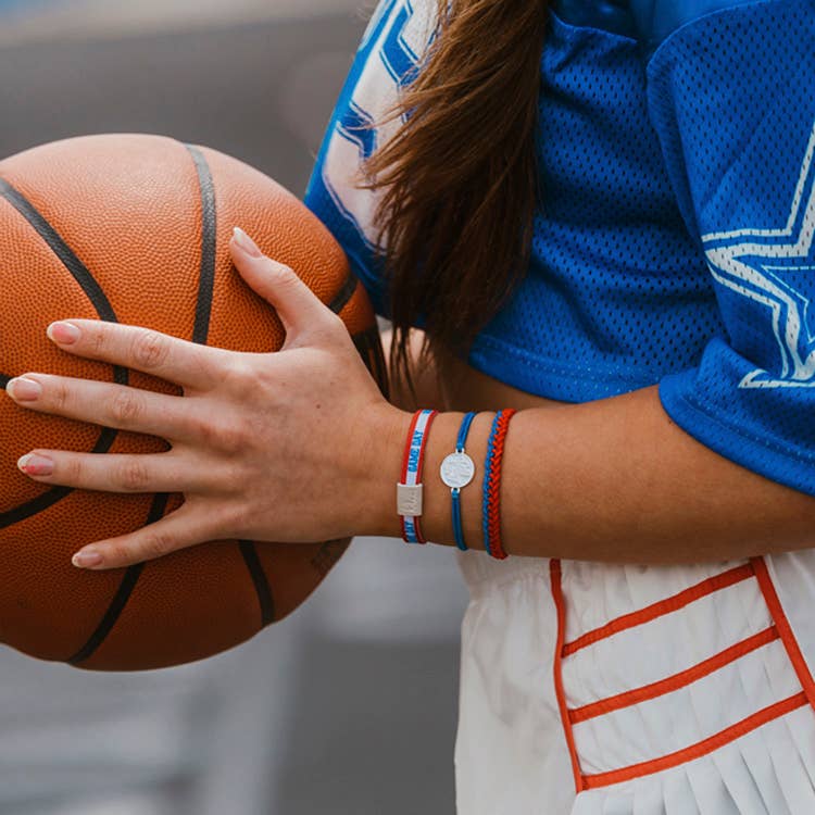 "Game Day" Red/Blue/White Hair Tie Bracelet: Medium