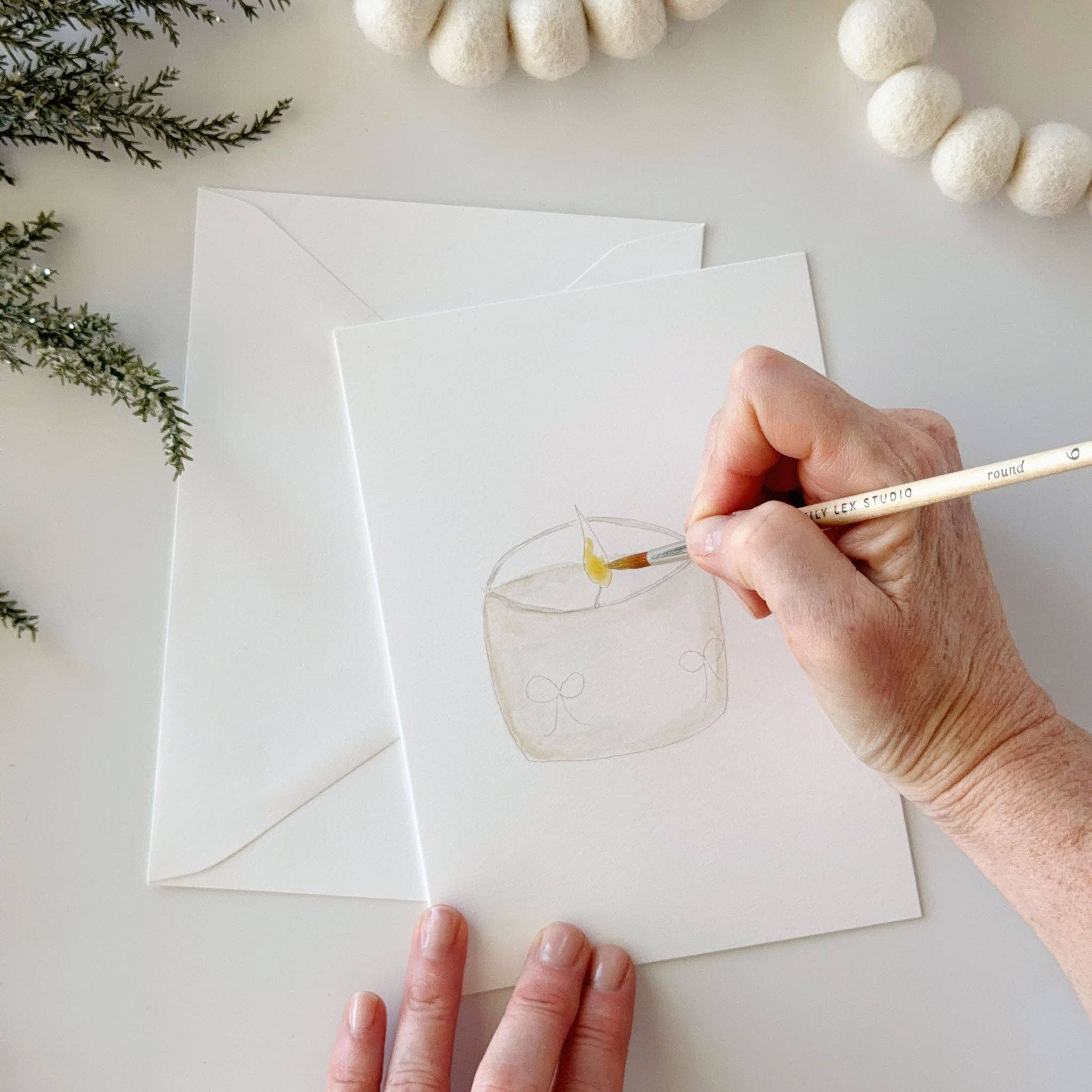 Warm + cozy paintable notecard