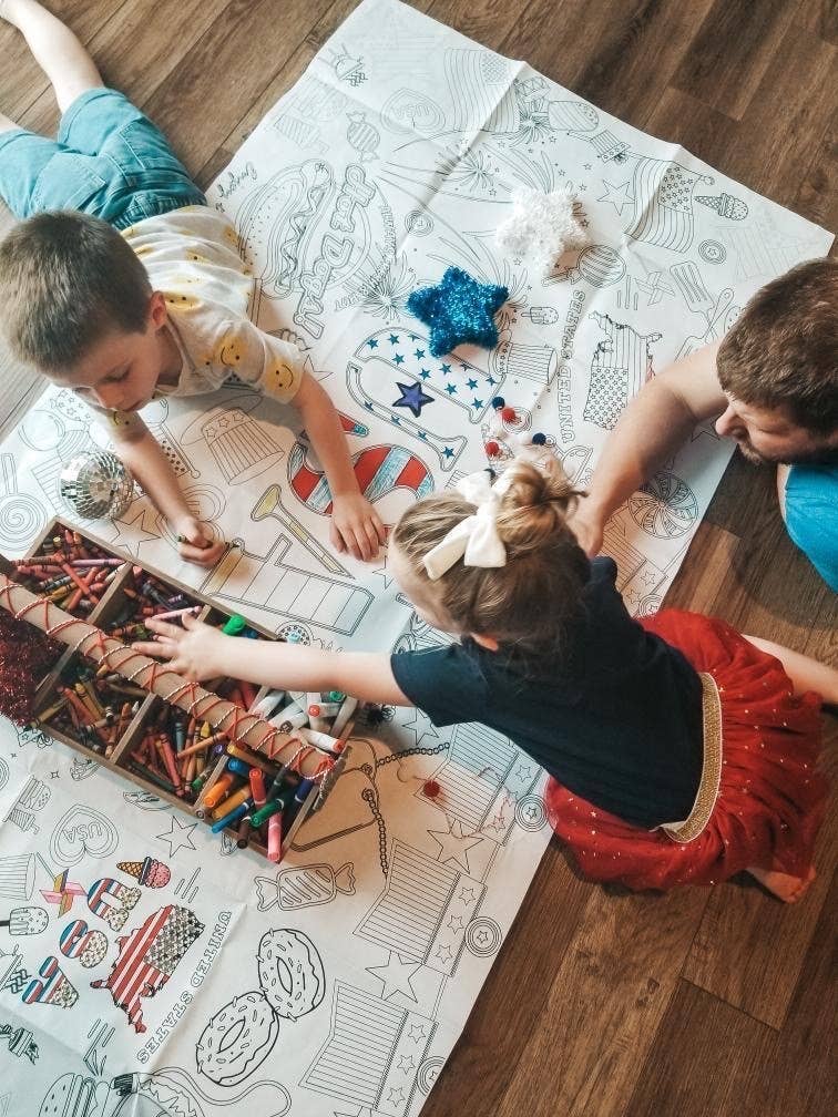 USA Patriotic Coloring Tablecloth 72x36