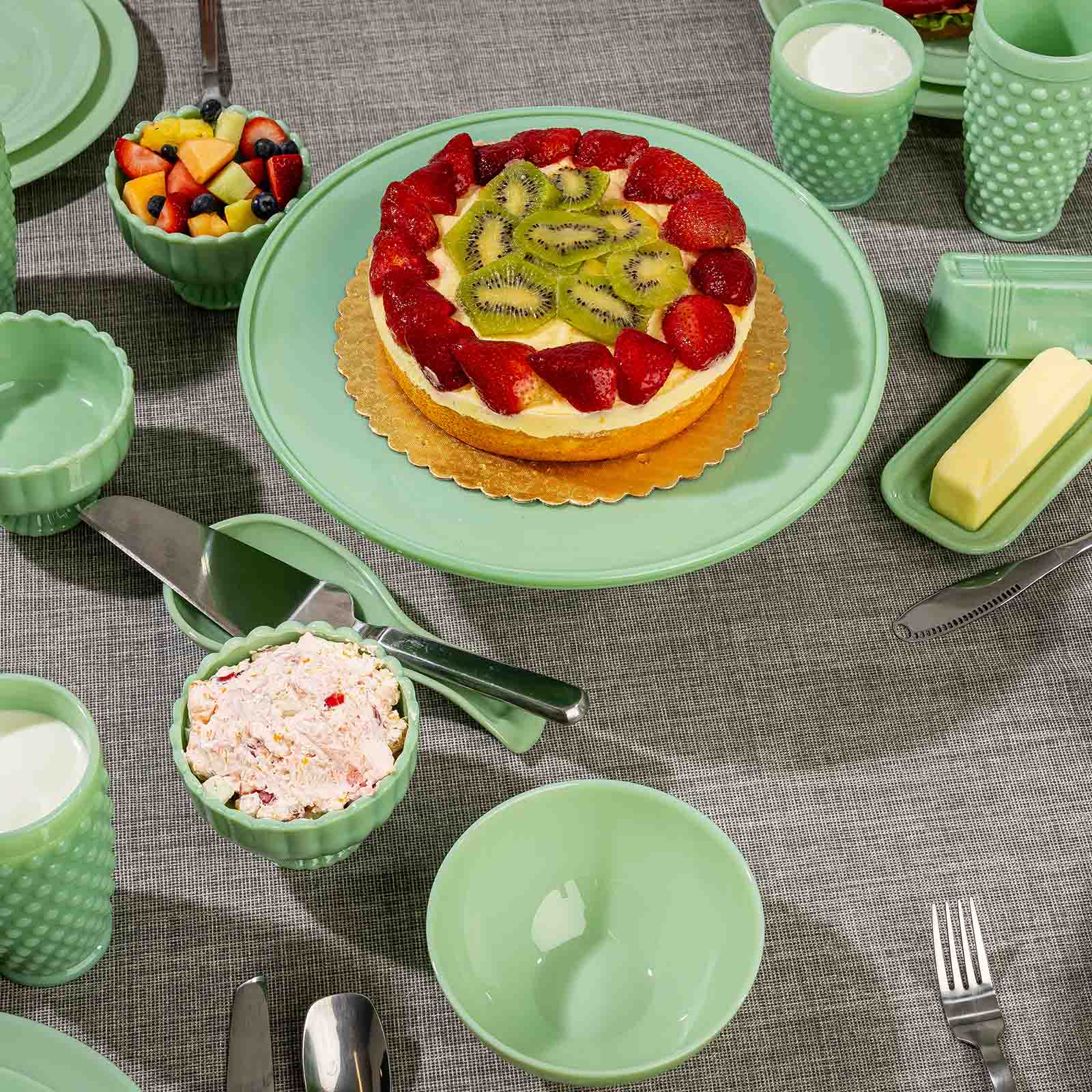 Jadeite Glass Collection Cake Stand