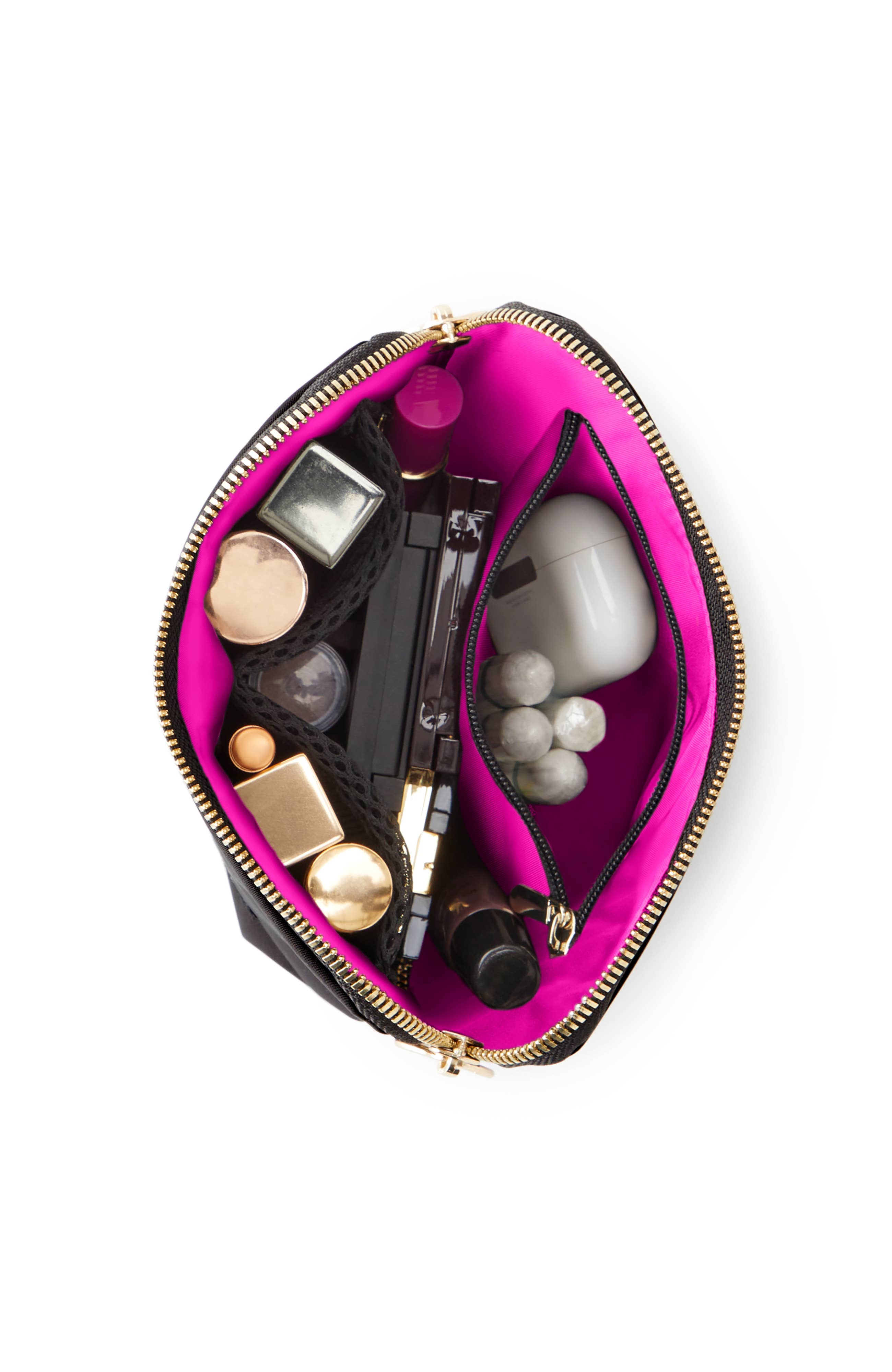 Everyday Makeup Bag - Machine Washable Small Cosmetic Bag, : Navy/Pink / Nylon / Everyday Makeup Bag