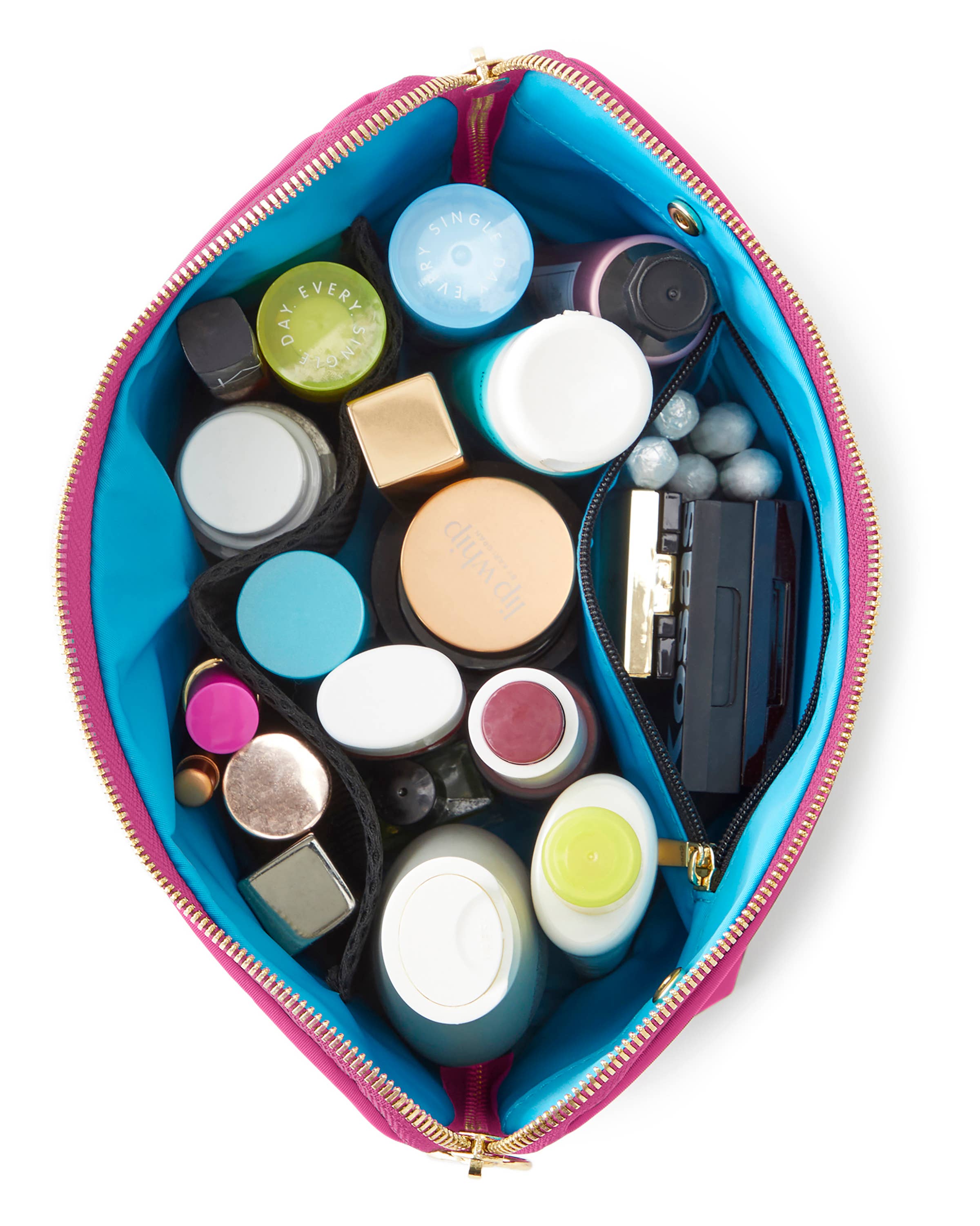 Signature Makeup Bag-Machine Washable Medium Cosmetic Bag: Black/Leopard / Nylon / Signature Makeup Bag