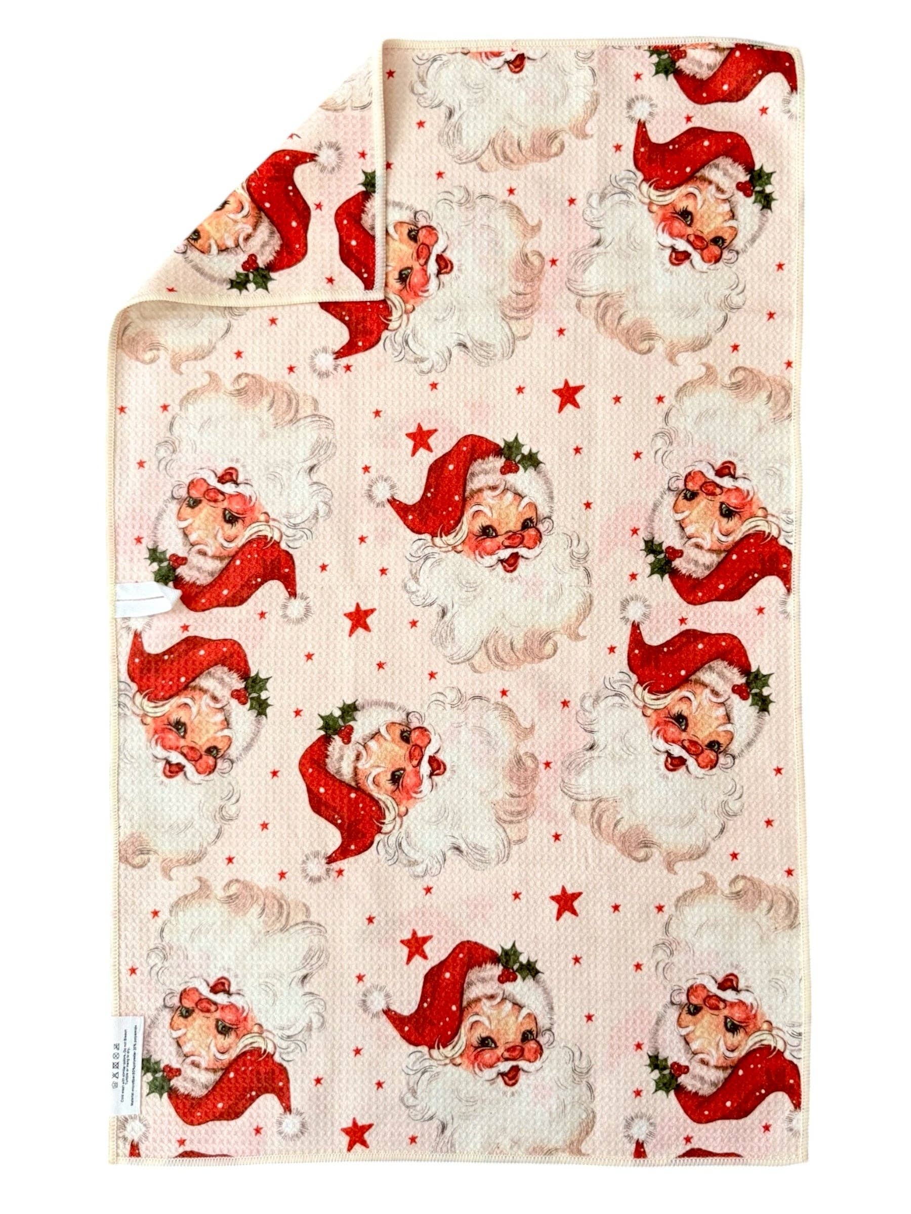 Crae.Home - Merry McSanta: Double-Sided Hand Towel - Cream / Hand Towel (17 in x 27 in)