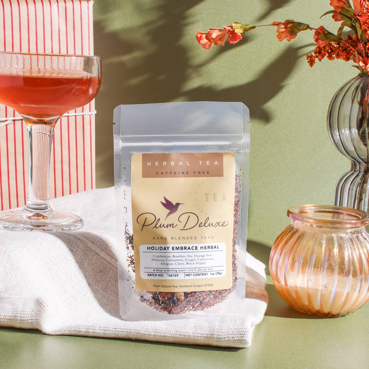 Holiday Embrace Herbal Loose Leaf Tea (Spiced Cranberry): 1 oz