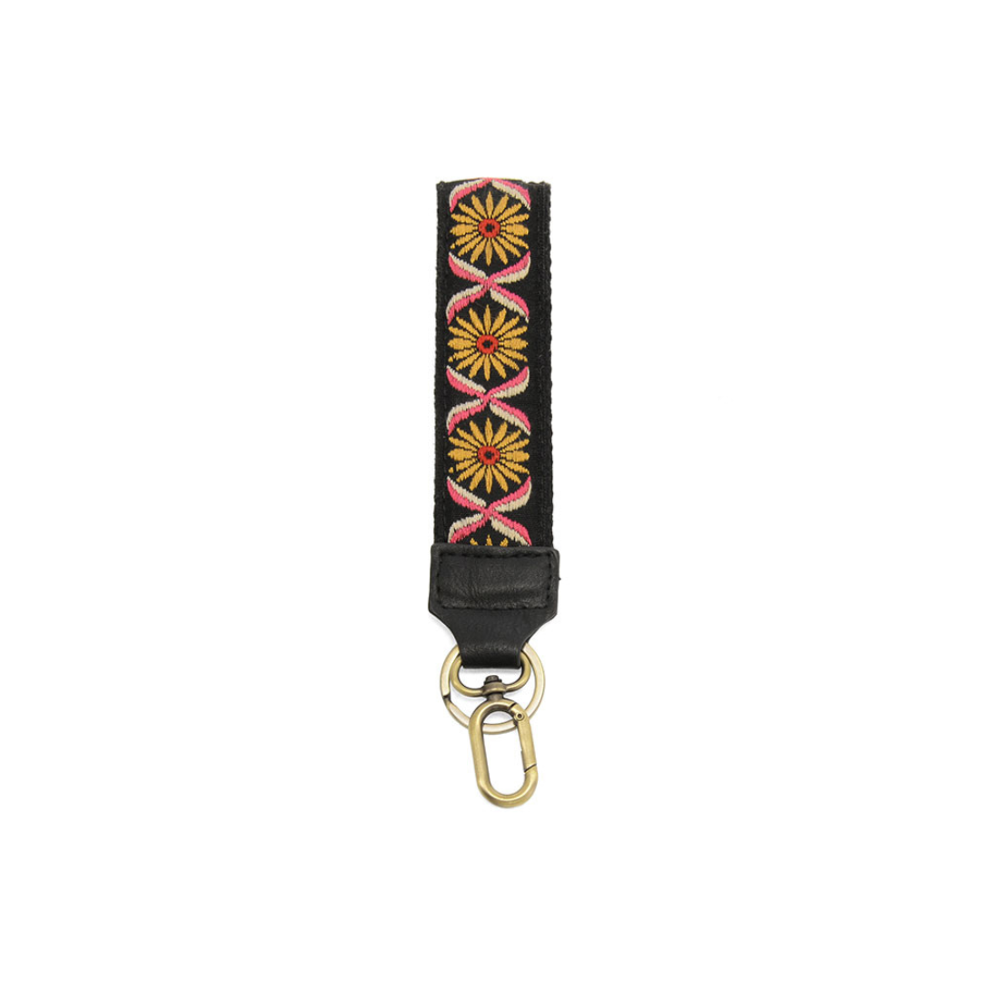 Wine Studded Daisy Easy Find Wristlet Keychain 1.5"