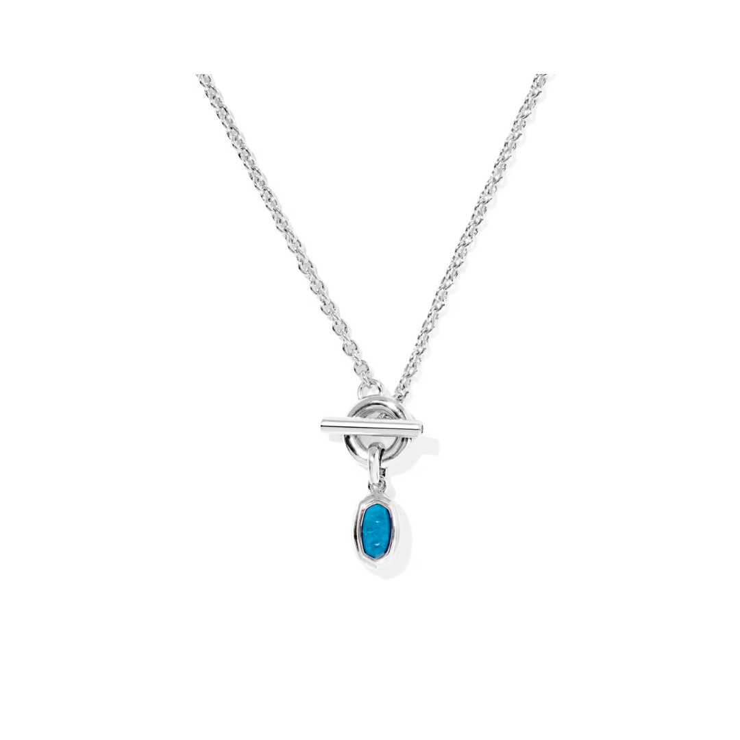 Mini Elisa Silver Toggle Pendent Necklace with Variegated Indigo Magnesite