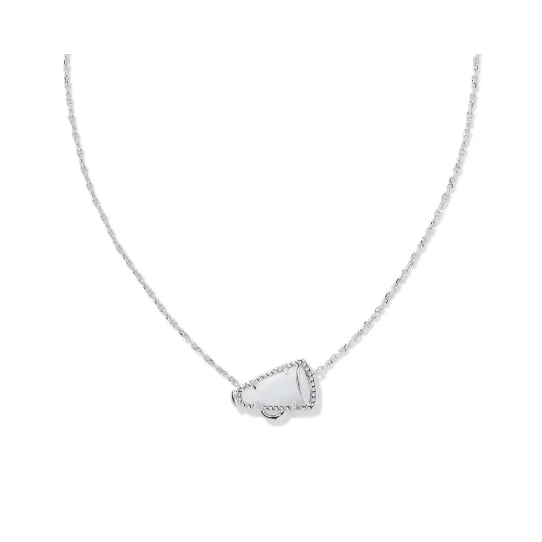 Cheer Silver Short Pendant Necklace in White Mother Of Pearl