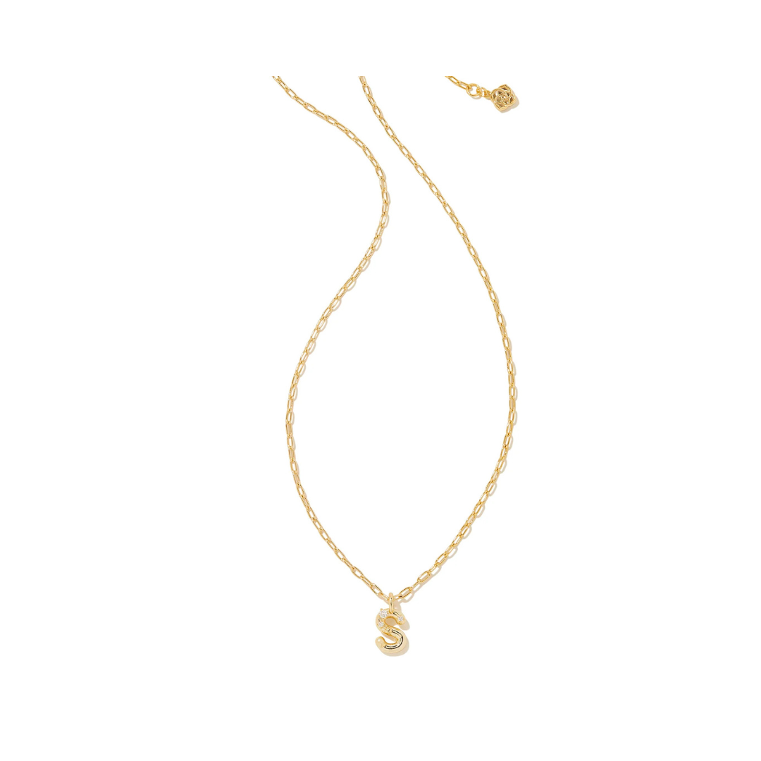 Gold Crystal Letter S Pendant Necklace