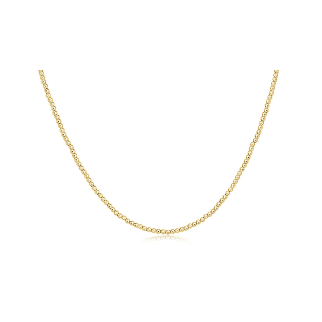 Gold Classic 2mm Bead Choker Chain 15"