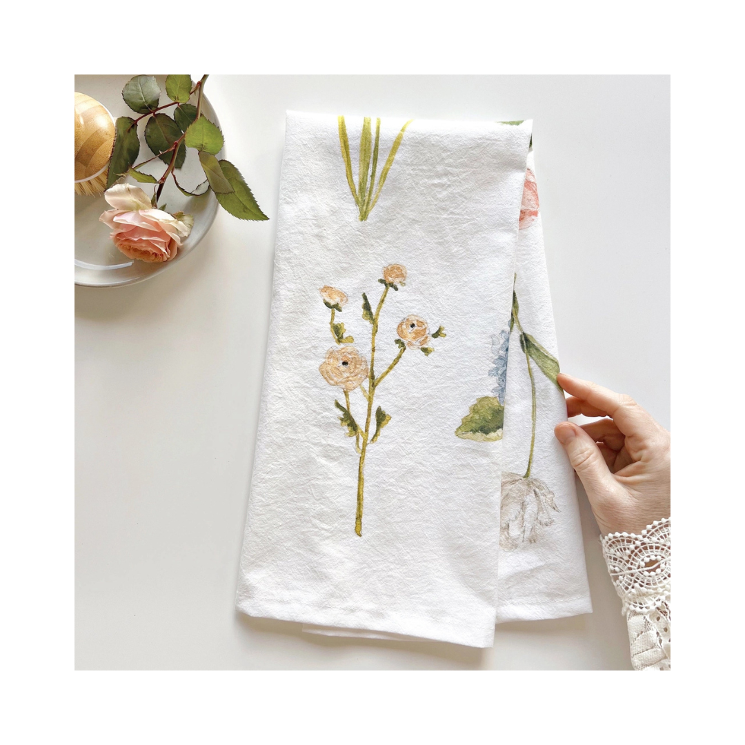 Garden Flowers Tea Towel