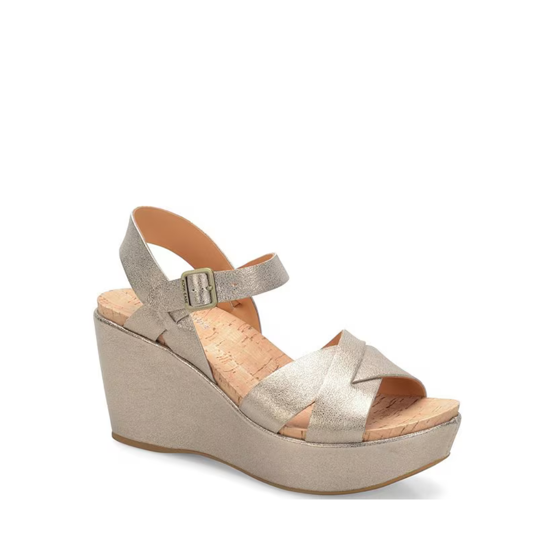 Gold Cork Ava Wedge Sandal