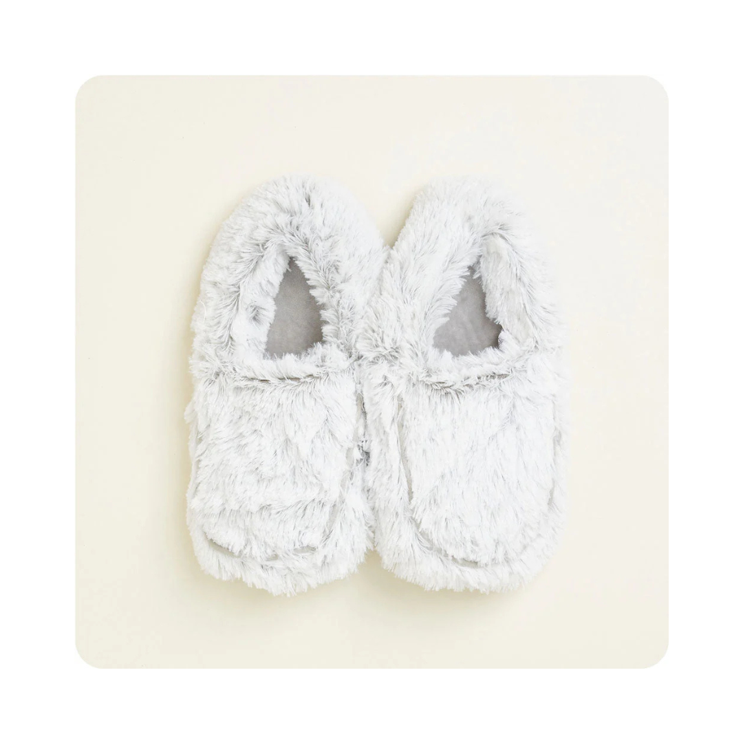 Warmies Gray Microwavable Soothing Scented  Faux Fur Slippers Size 6-10