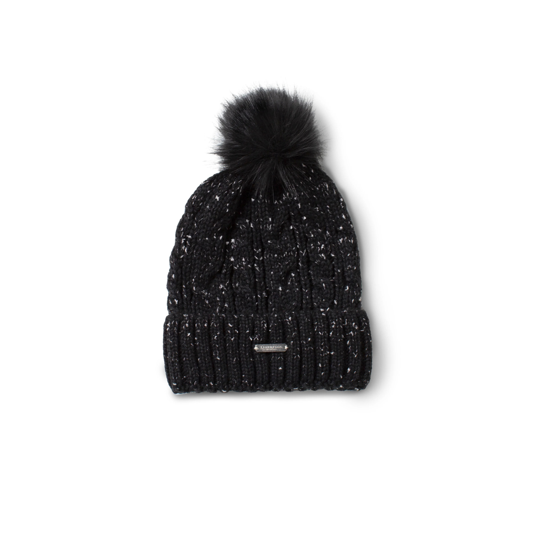 Black With White Flecks Beanie with Pom Pom Black