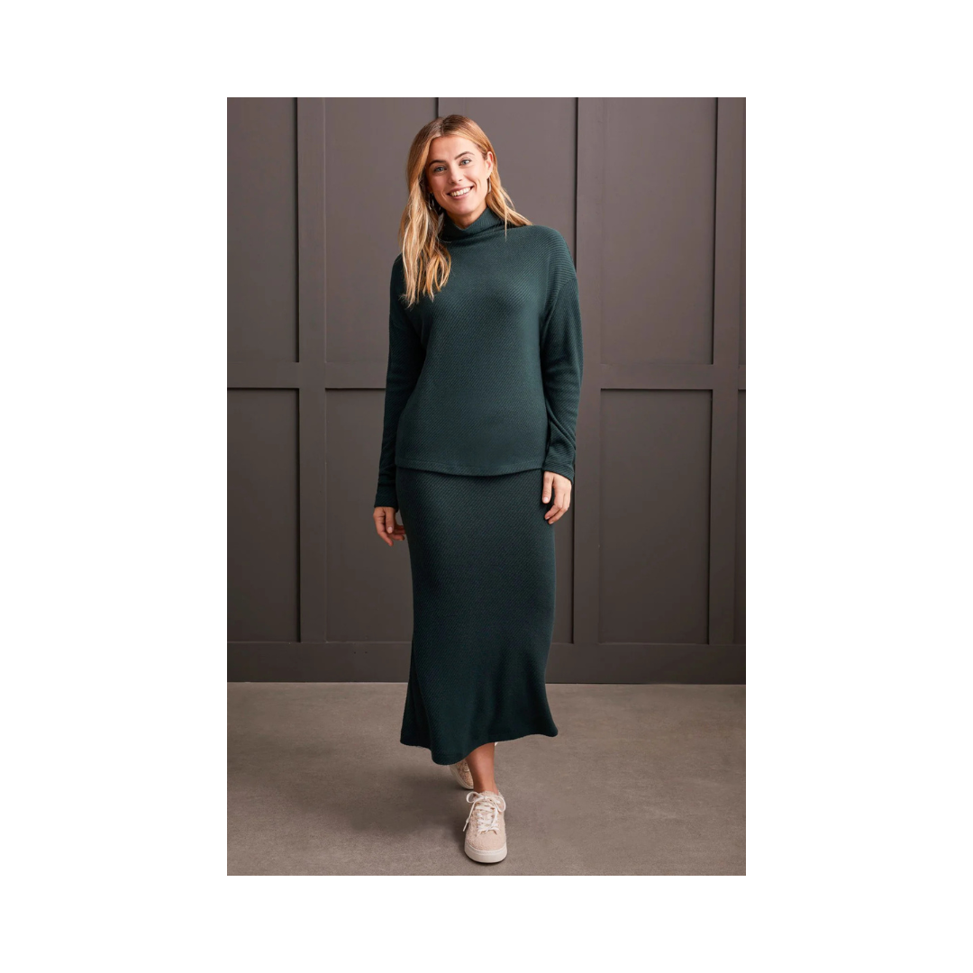 Alpine Green Loose Fit Funnel Neck Top