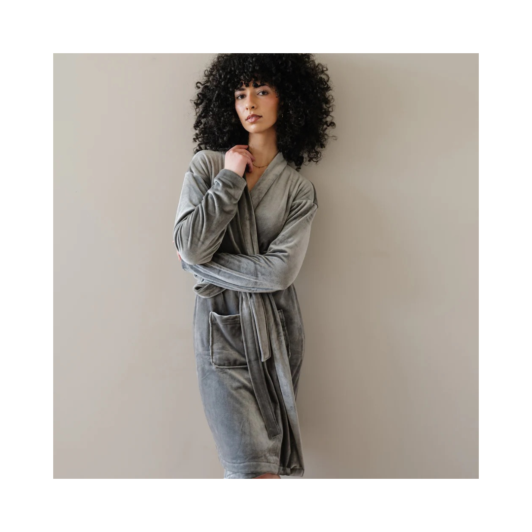 Charcoal Minky Stretch Robe