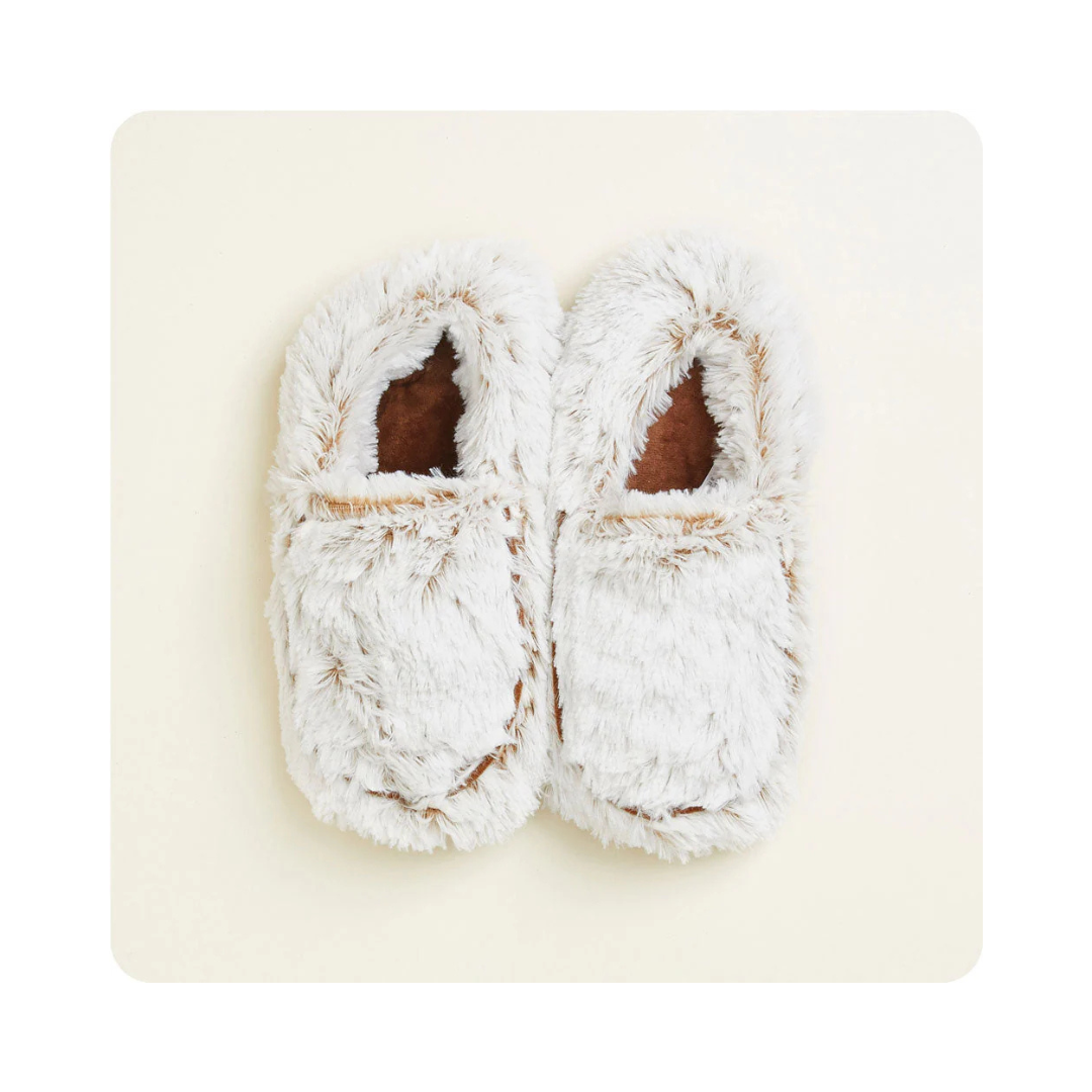 Warmies Brown & Gray Marshmallow Microwavable Slipper Size 6-10