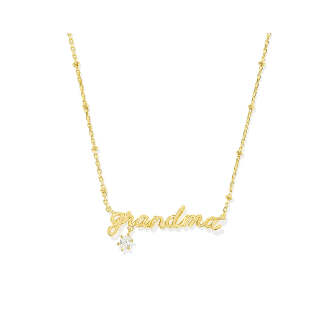 Grandma Gold Crystal Pendant Necklace