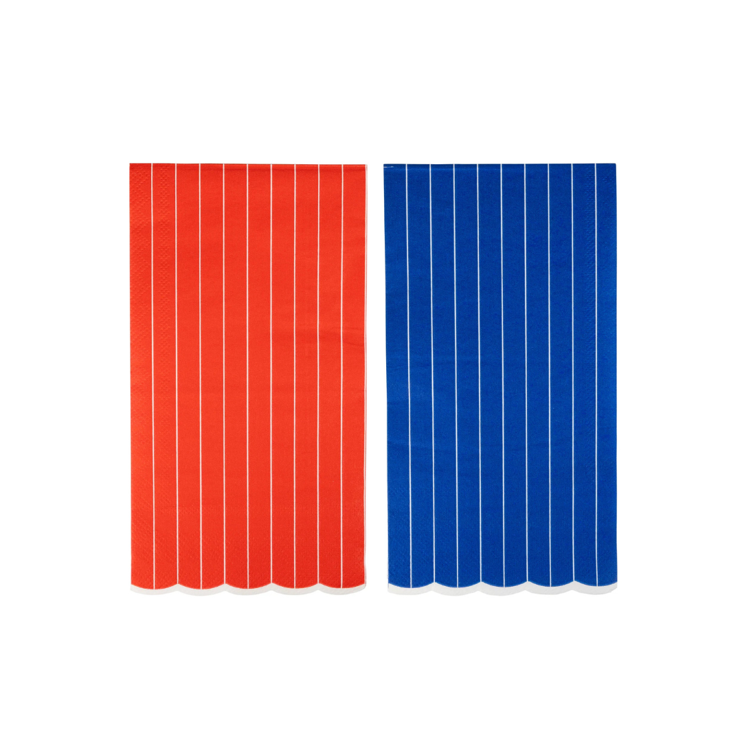 Blue & Red Pinstripe Dinner Napkin Set