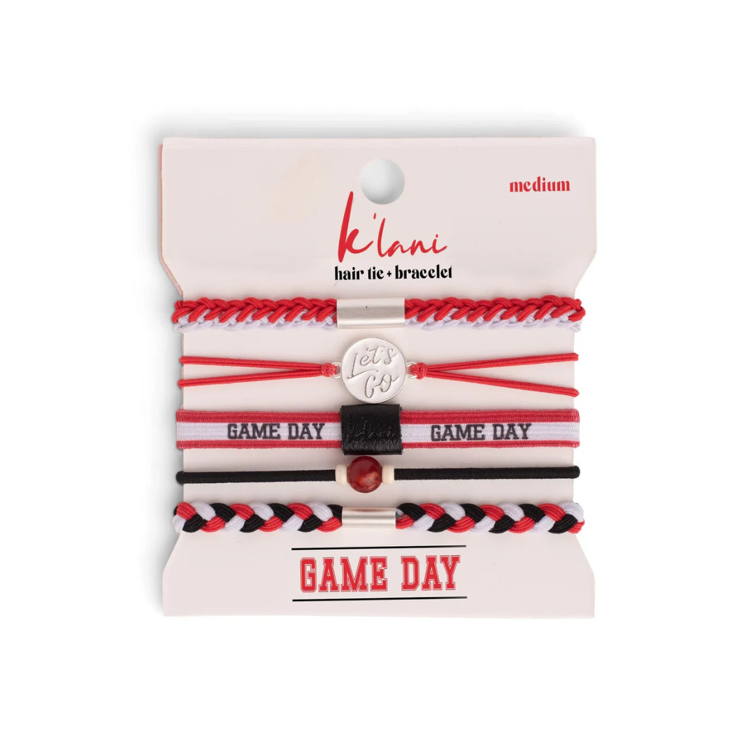 Red/Black Game Day Hair Tie Bracelets