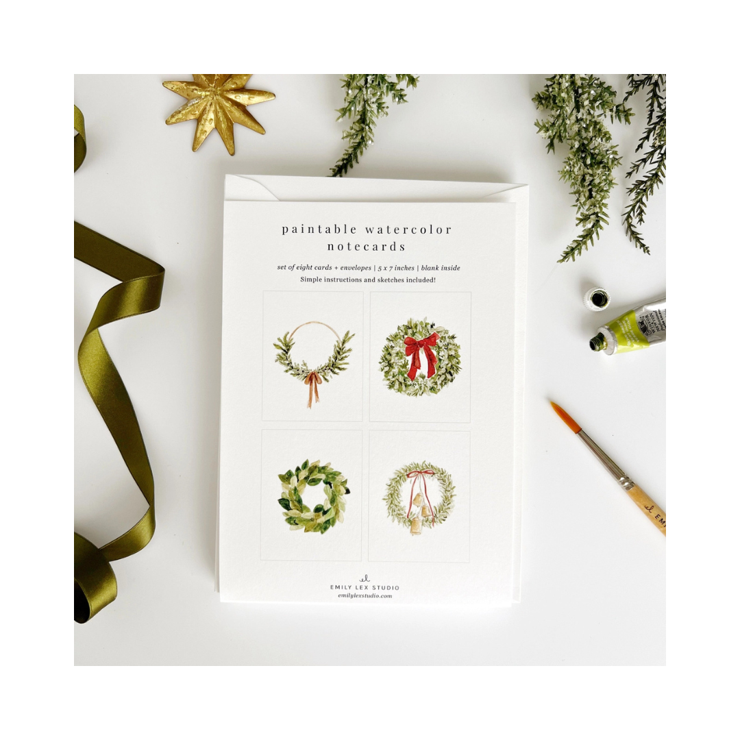 Wreaths Paintable Notecards