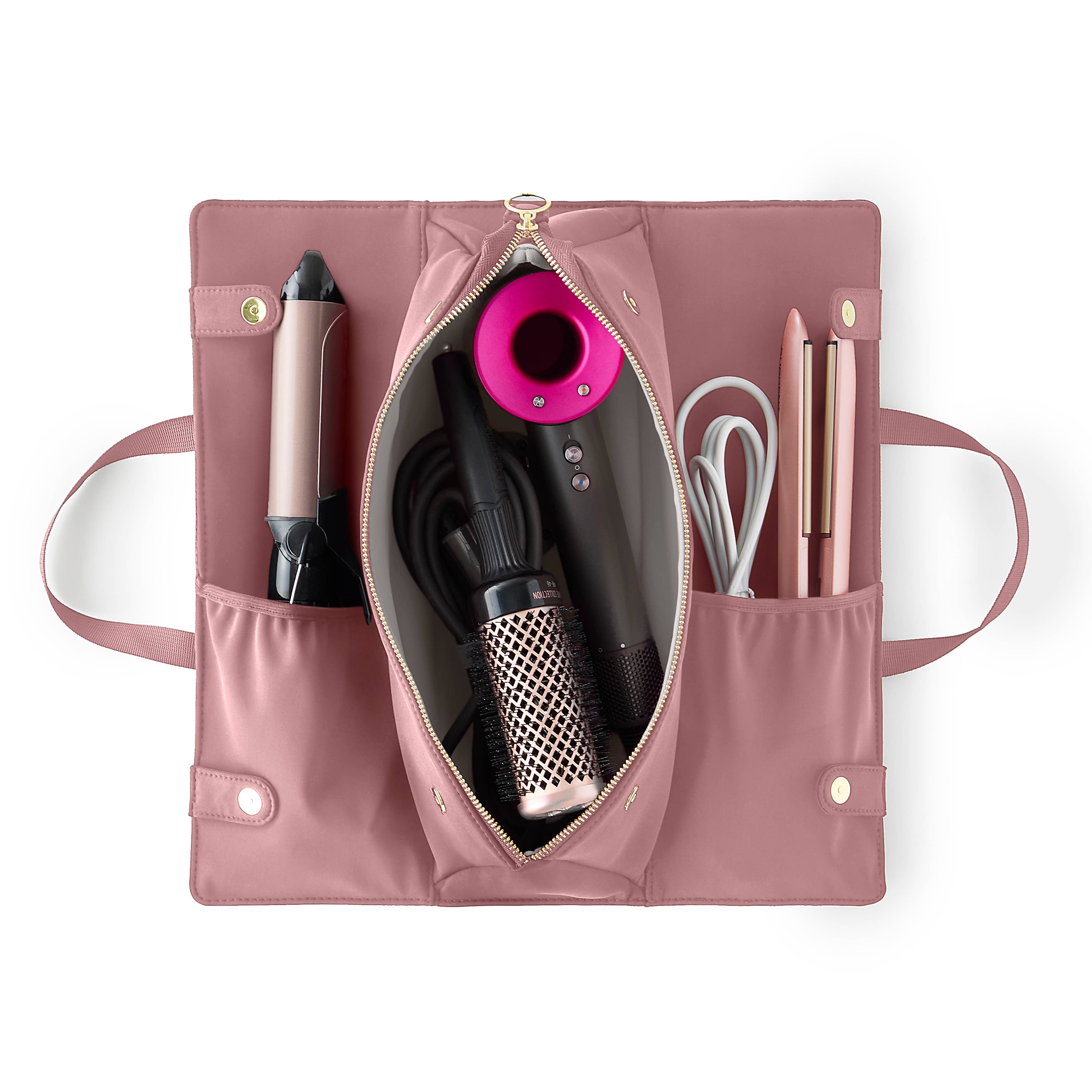Heat-Resistant Machine Washable Hair Tools Bag: Black/Pink