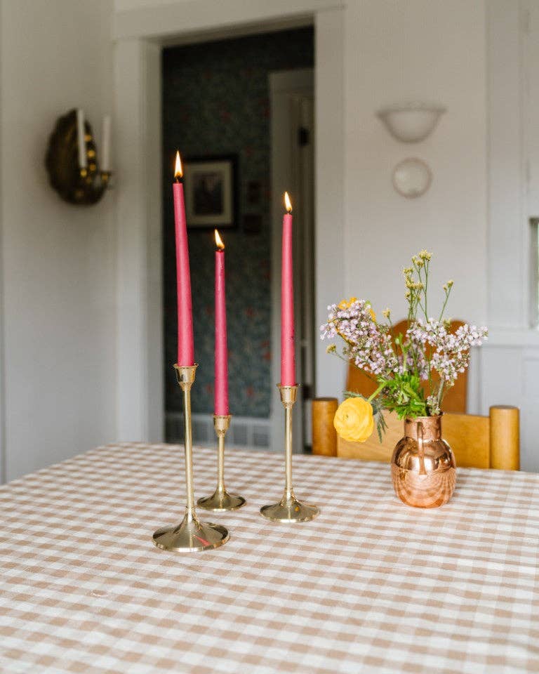 Hazelnut Ruffled Gingham Tablecloth: 60"x120"