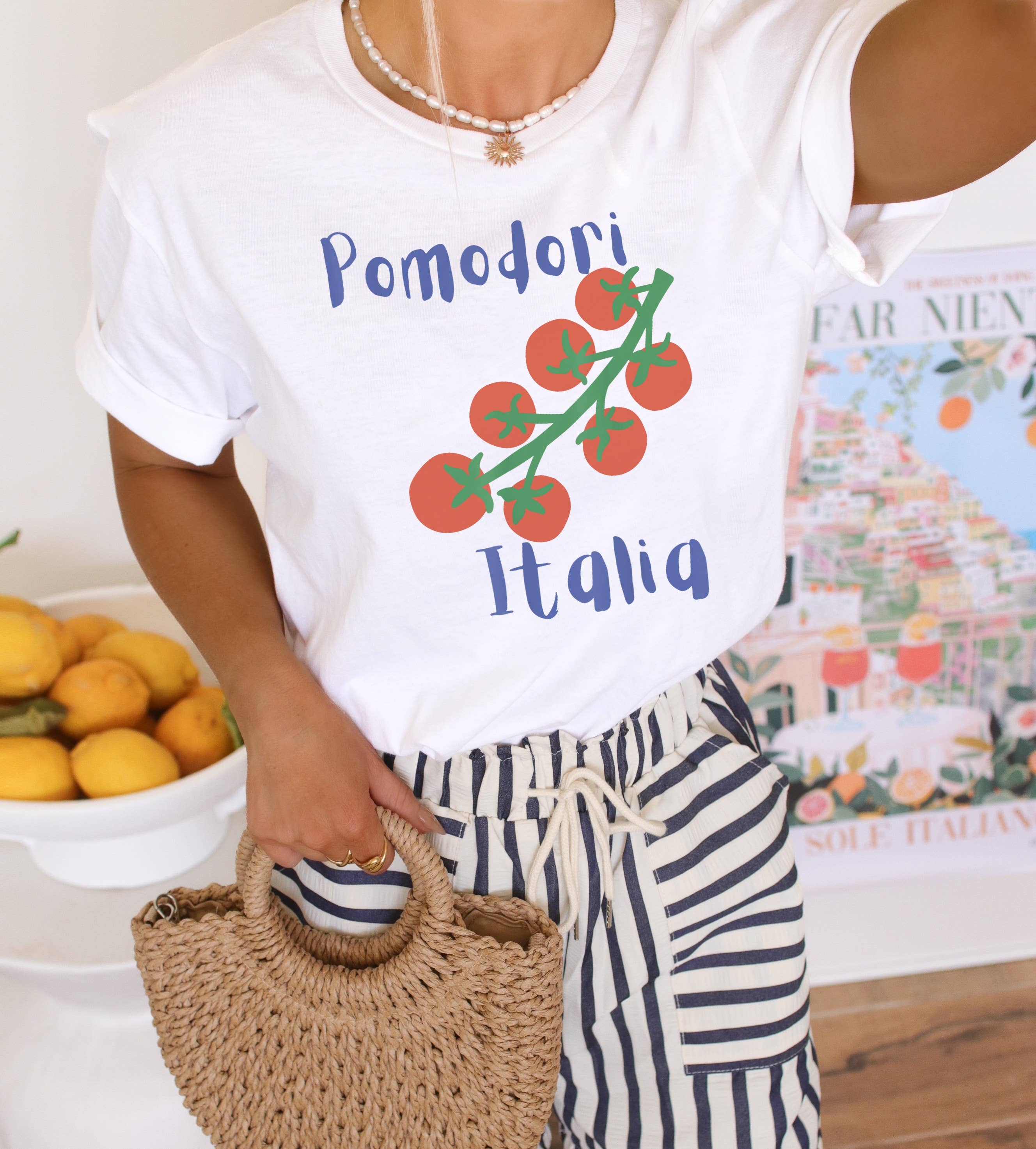 Pomodori Italia Graphic Tee | Summer Tee: White / Unisex-Small