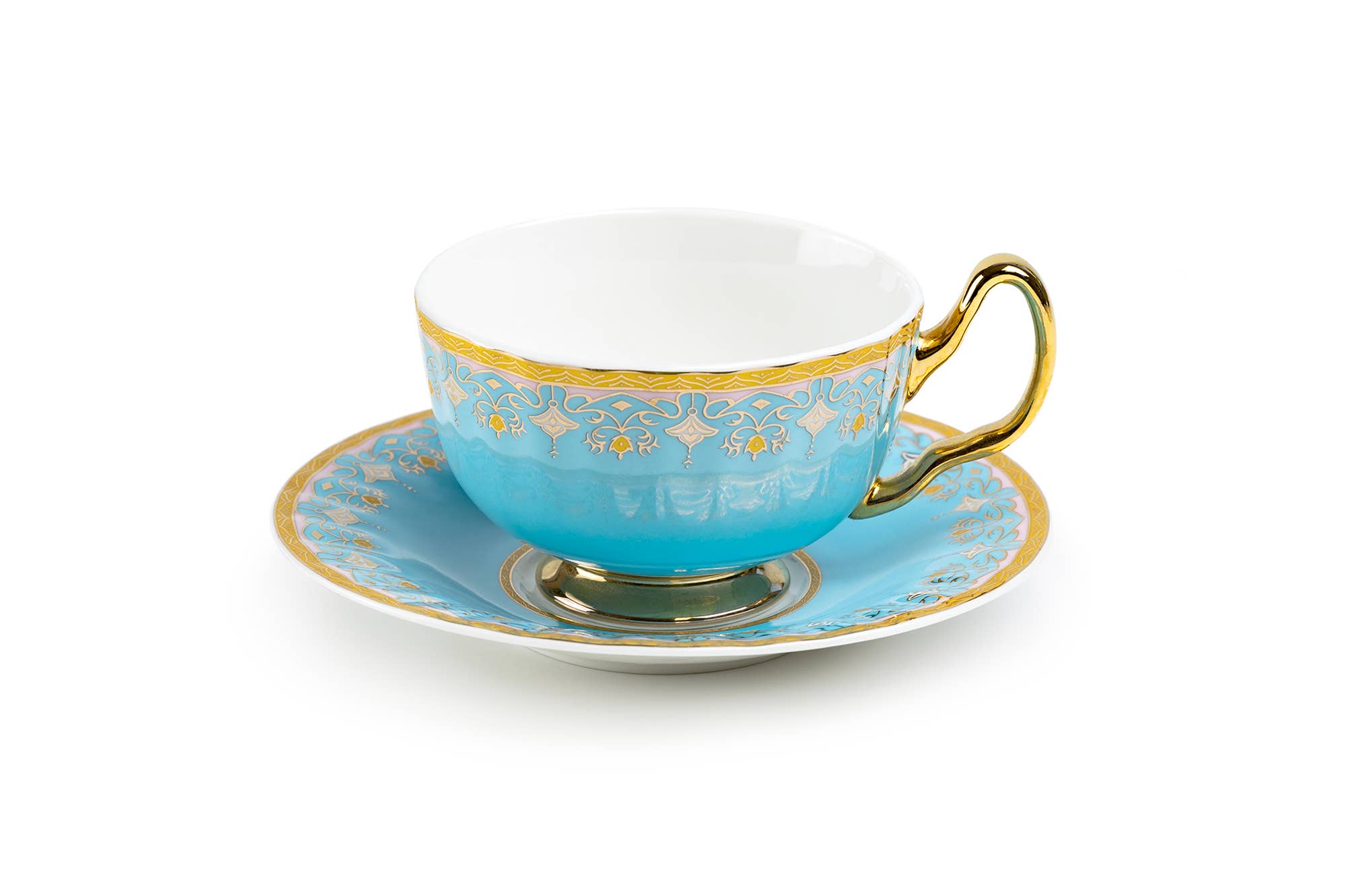 Blue Floral Toile 6oz Fine Porcelain Tea Cup and Saucer