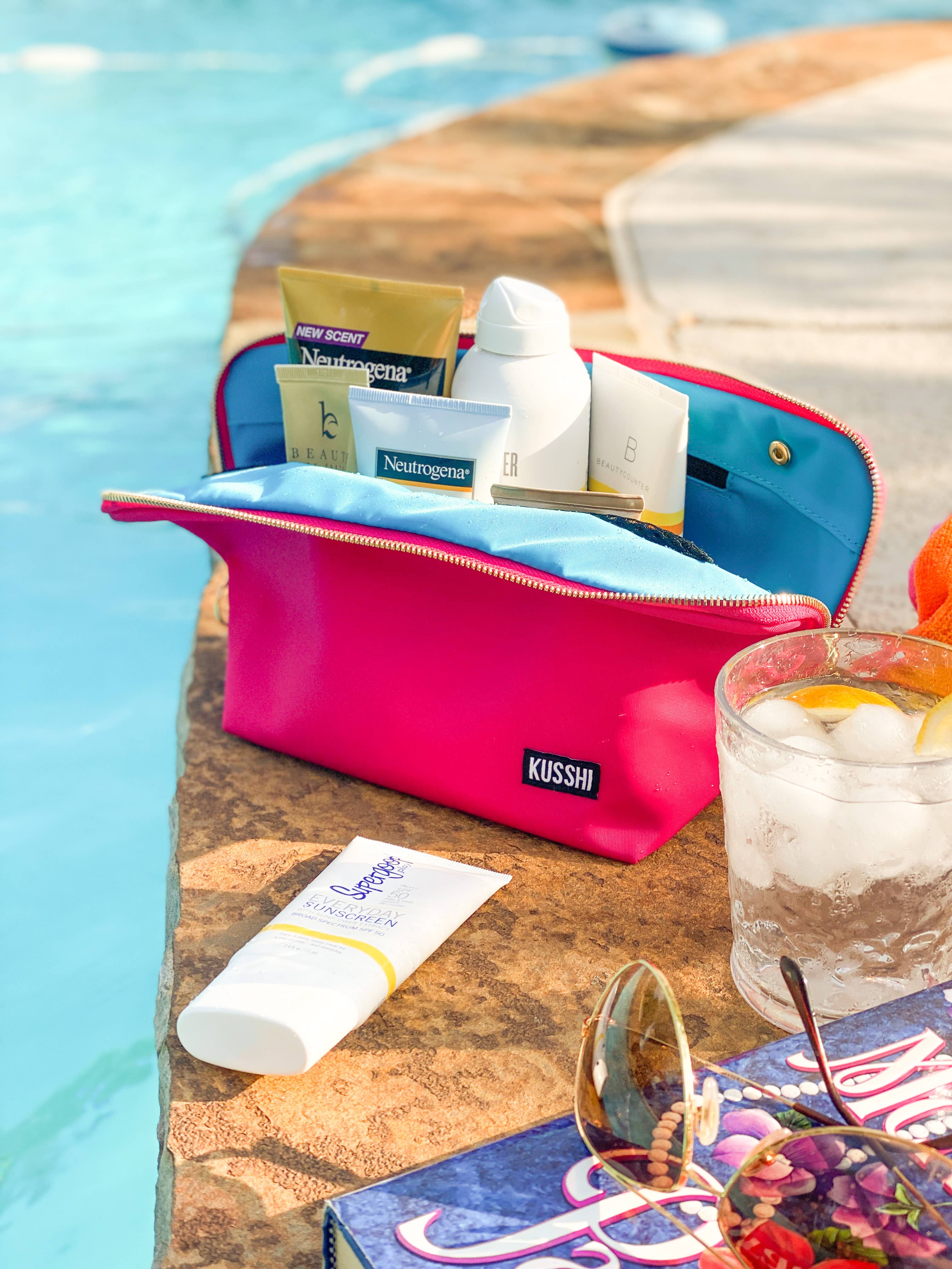 Everyday Makeup Bag - Machine Washable Small Cosmetic Bag, : Black/Leopard / Nylon / Everyday Makeup Bag