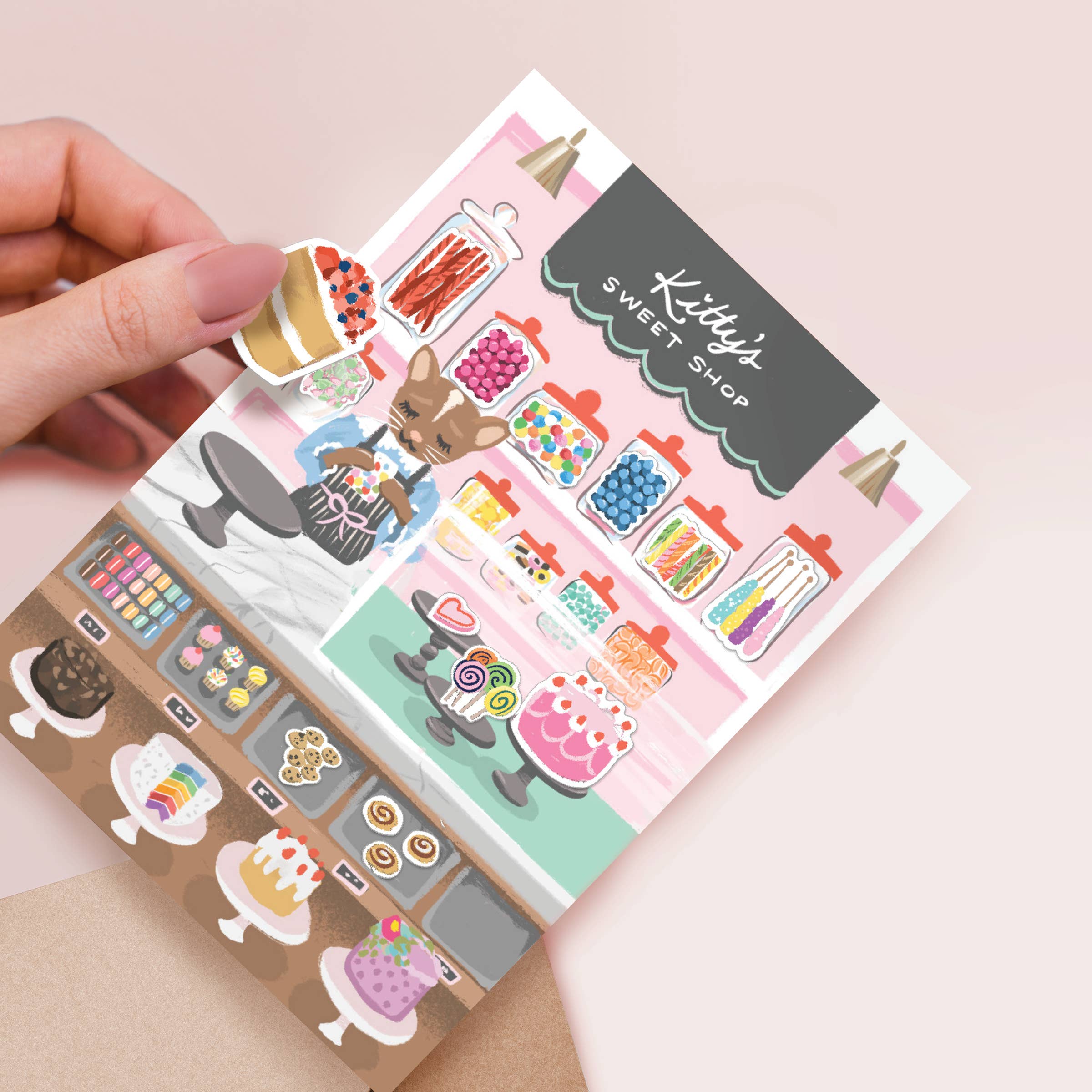 Sticker Scene Card - Sweet Shop