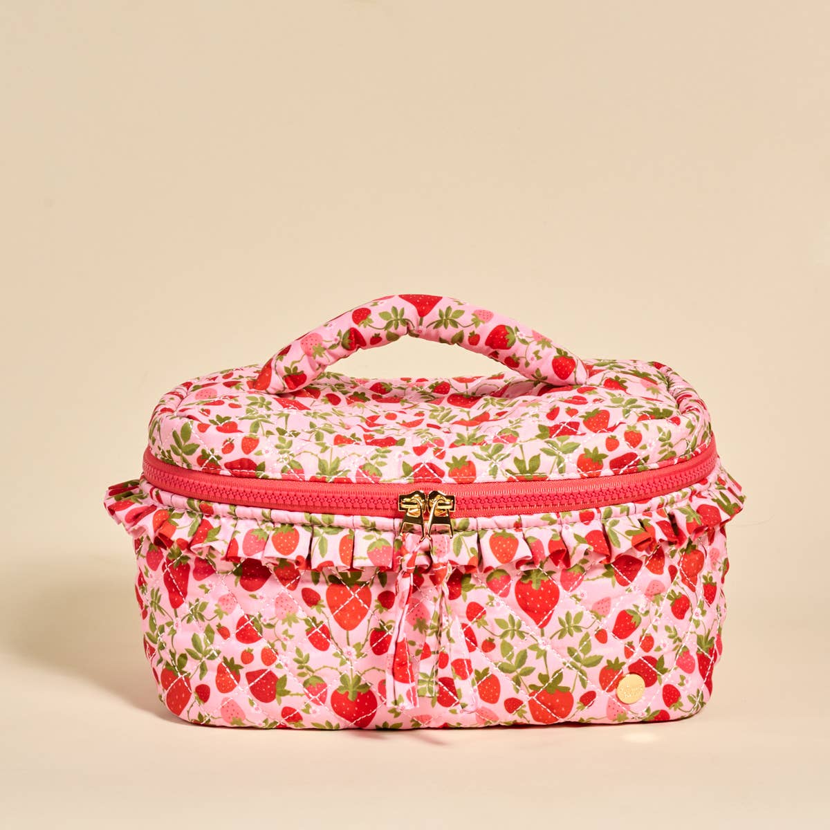 Glam & Go Quilted Cosmetic Bag-Strawberry Fields