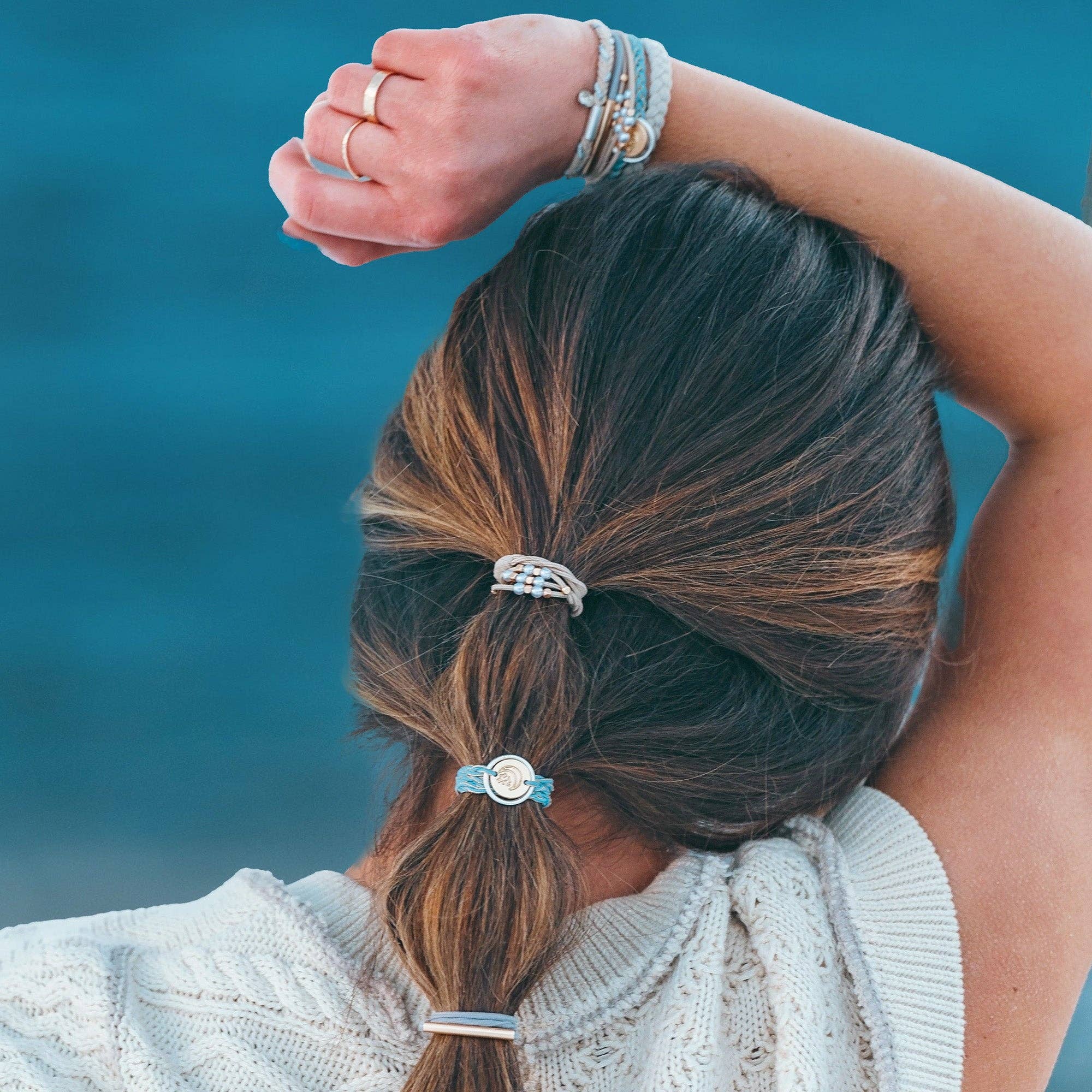 "Wonder" Moon & Stars Hair Tie Bracelets: Large