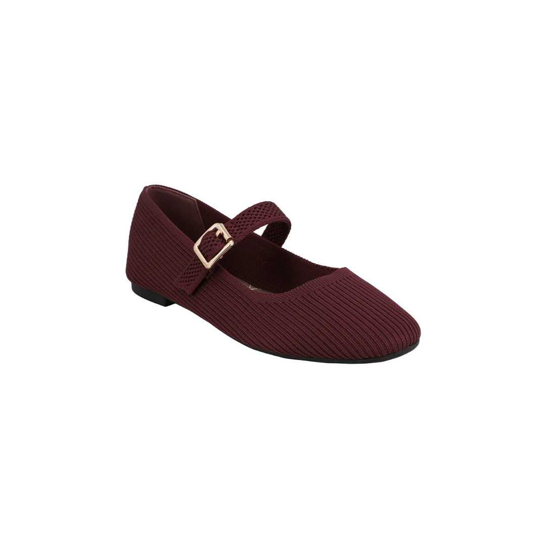 Burgundy Knit Mary Jane Shoes