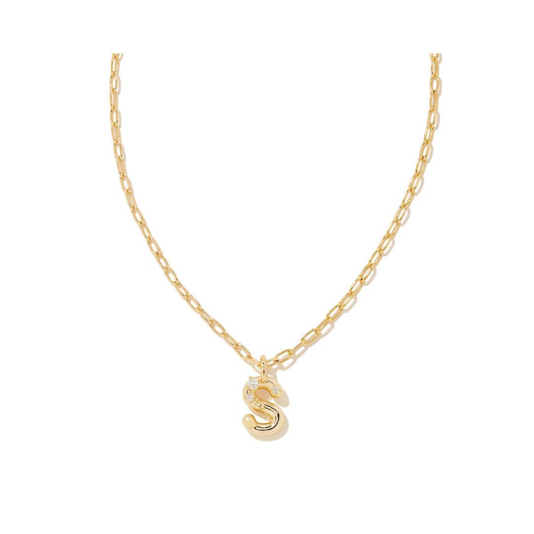 Gold Crystal Letter S Pendant Necklace