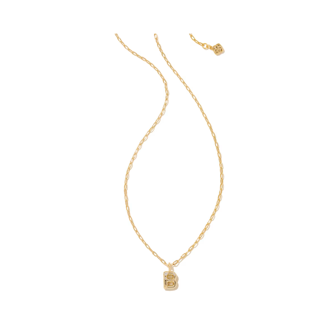 Gold Crystal Letter B Pendant Necklace