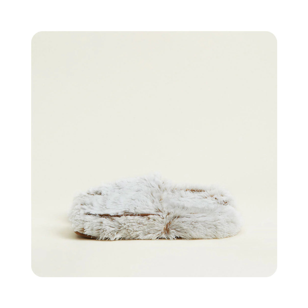 Warmies Brown & Gray Marshmallow Microwavable Slipper Size 6-10