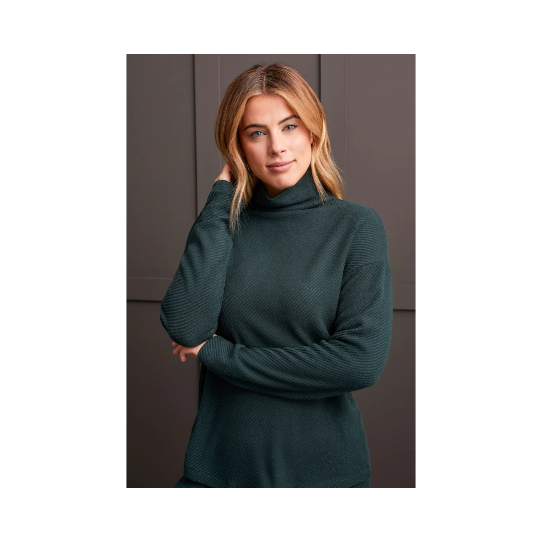 Alpine Green Loose Fit Funnel Neck Top