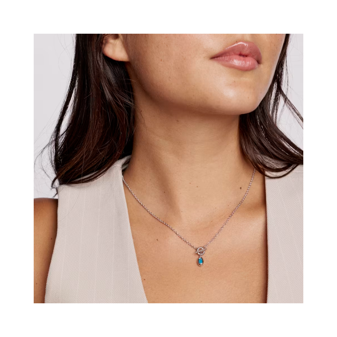 Mini Elisa Silver Toggle Pendent Necklace with Variegated Indigo Magnesite