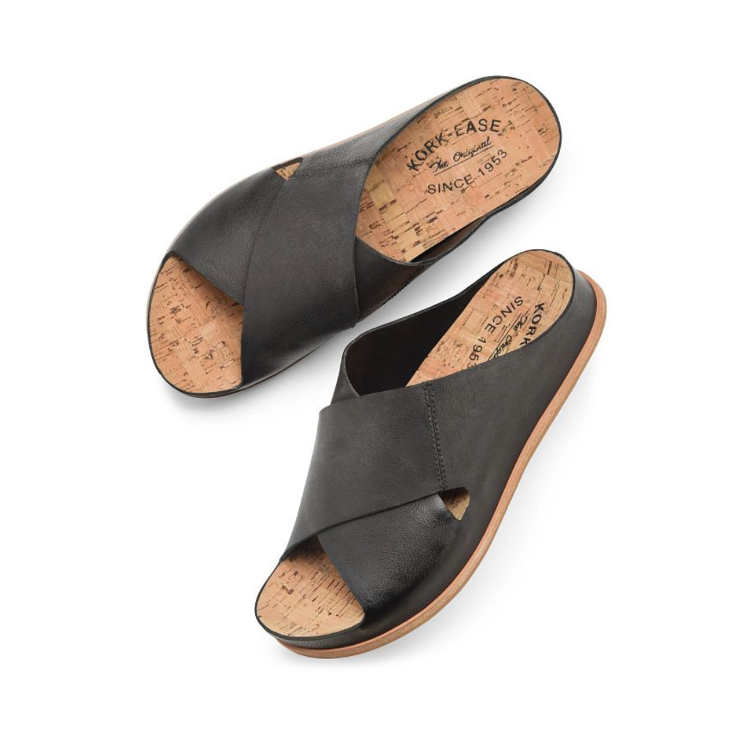 Tutsi Dual Band Slip On Sandal in Black