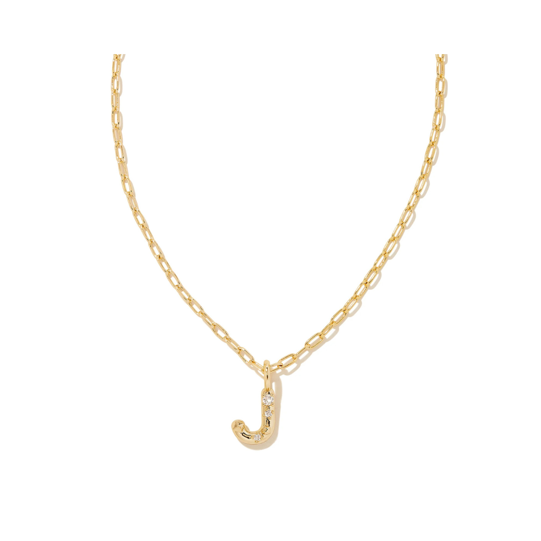 Gold Crystal Letter J Pendant Necklace