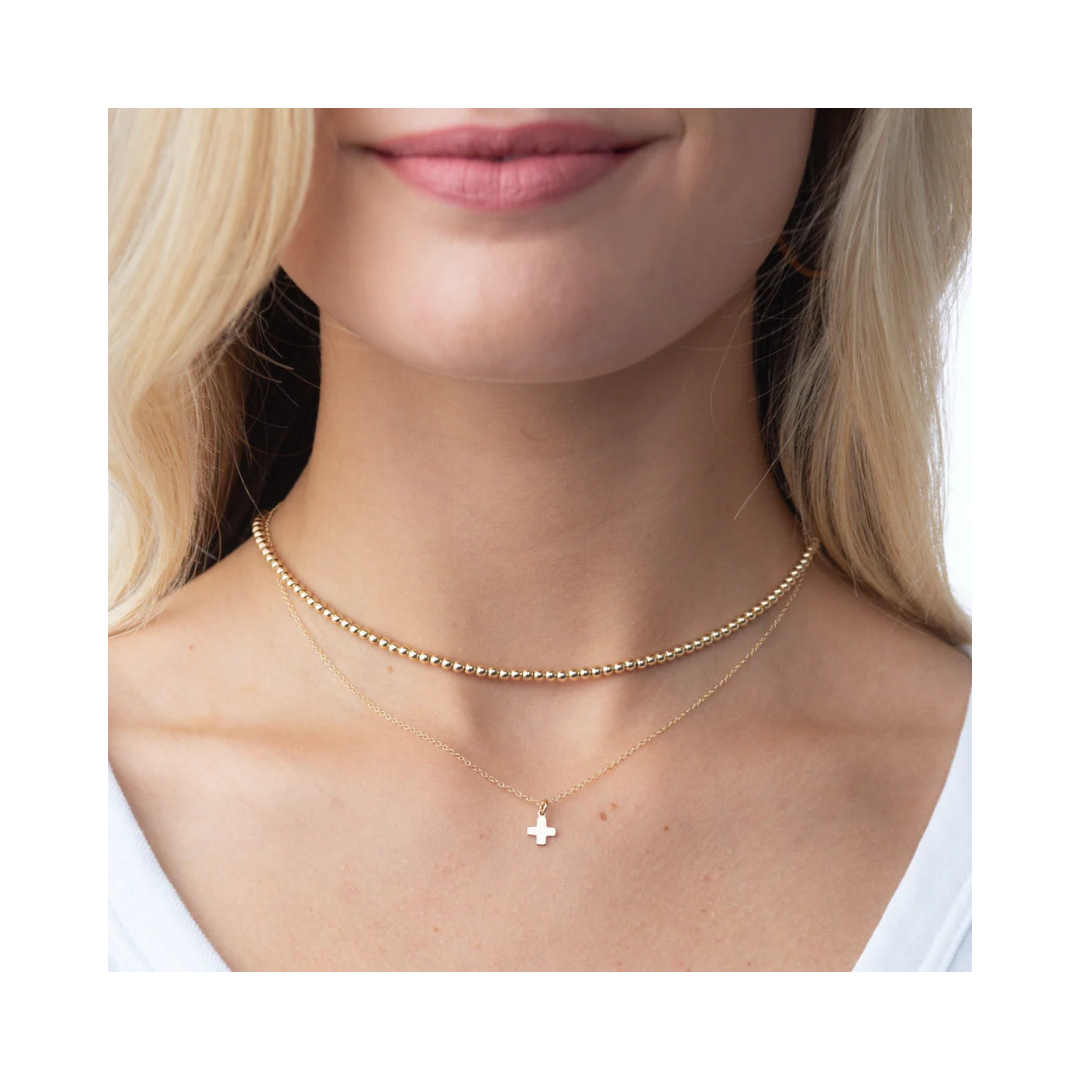 Gold Classic 3mm Bead Choker 15"