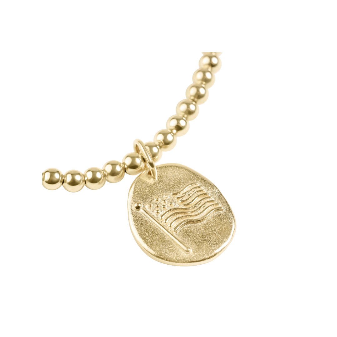 Gold Inspire America Gold Disc Classic 3mm Bracelet