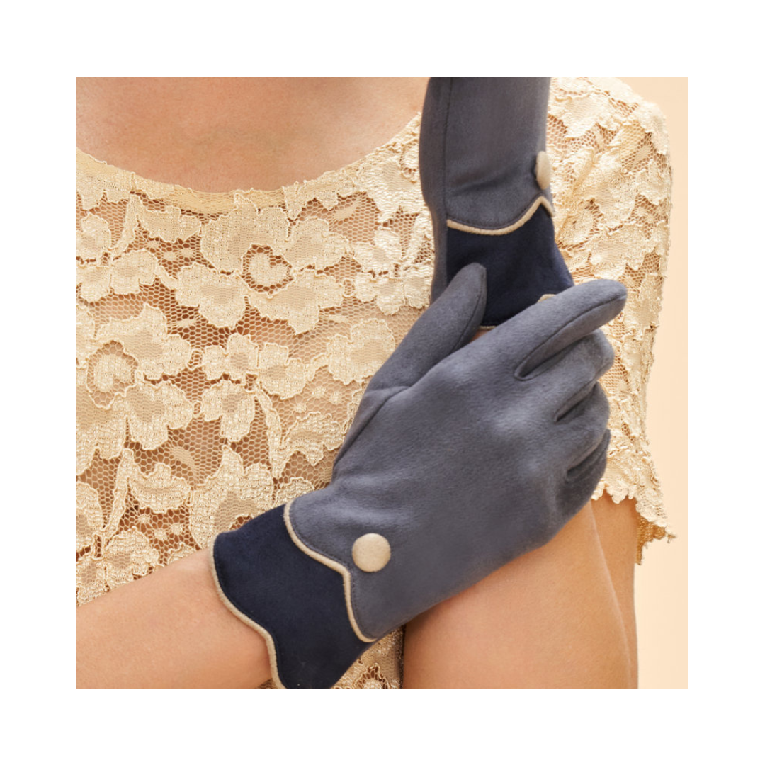 Navy Pandora Faux Suede Gloves