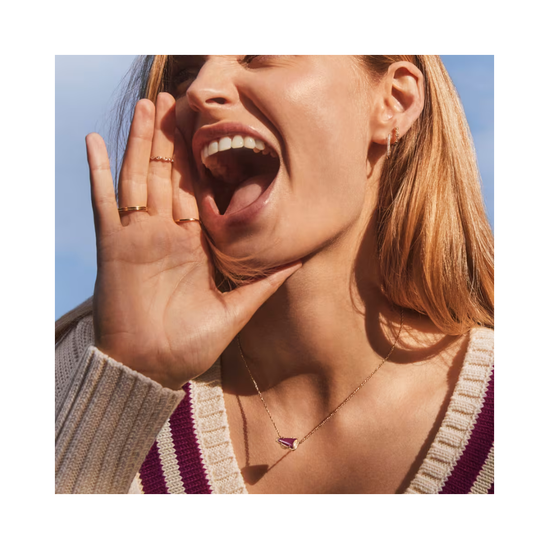 Cheer Gold Short Pendant Necklace in Maroon Magnesite