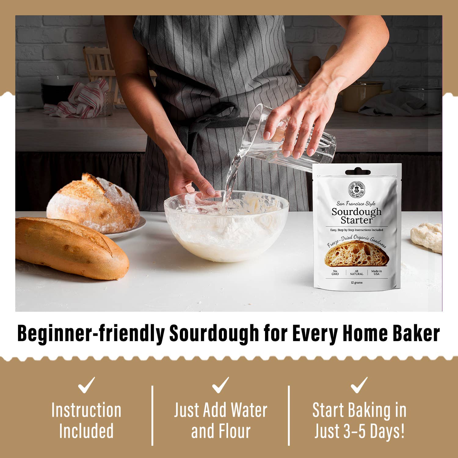 Sourdough Starter, Bread Lame, & 13" Danish Dough Whisk