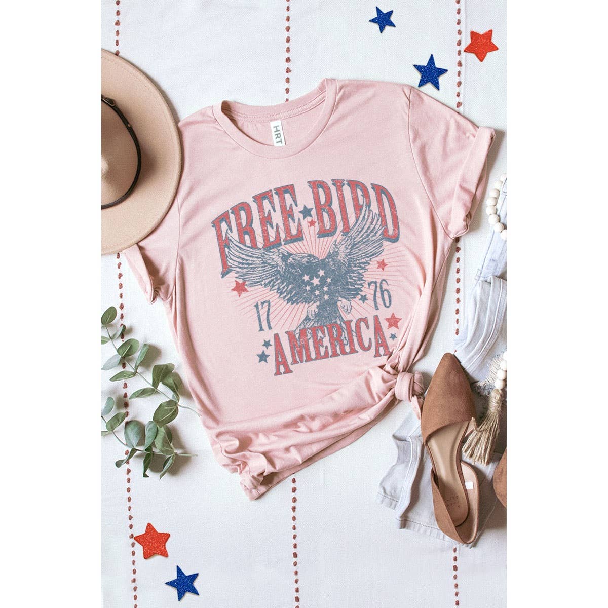 FREE BIRD WASHED GRAPHIC TEE: OATMEAL / S-M-L-XL(1-2-2-1)